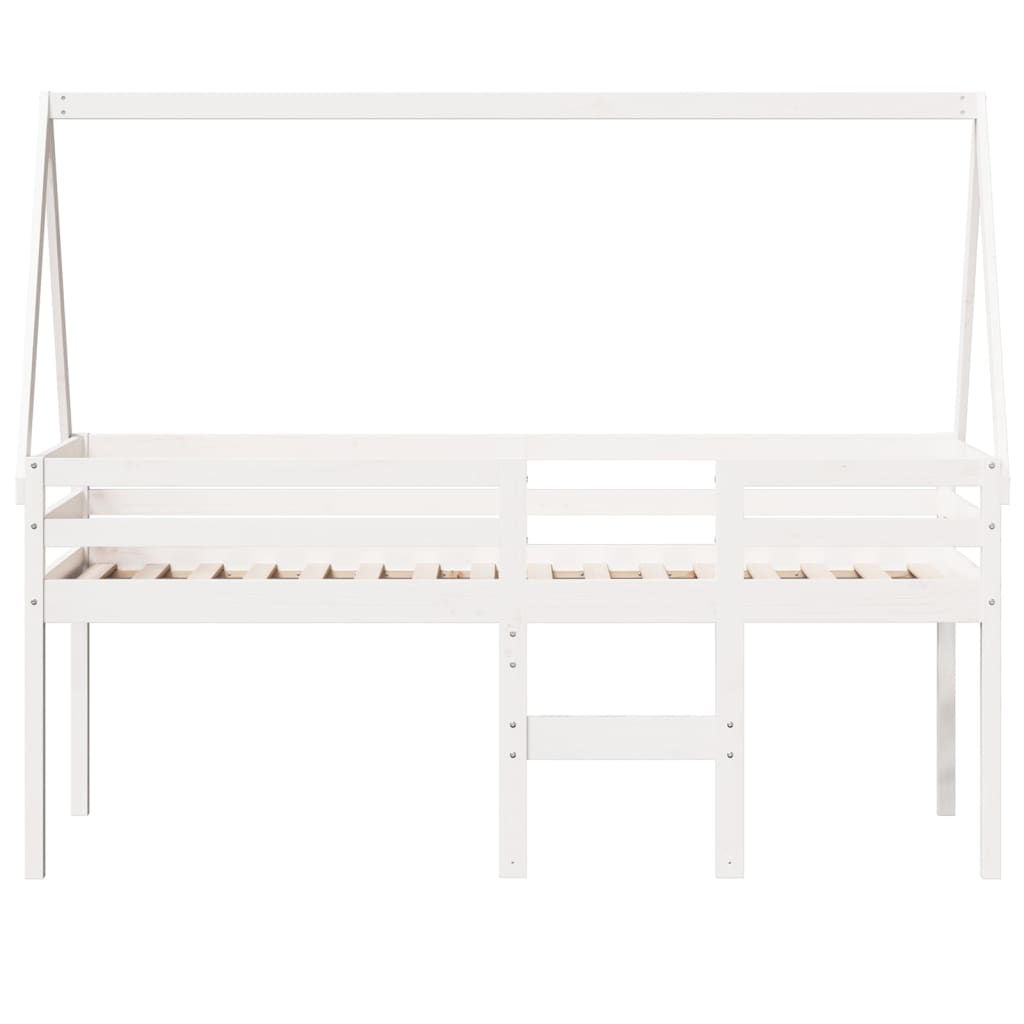 Lit haut sans matelas blanc 75x190 cm bois de pin massif