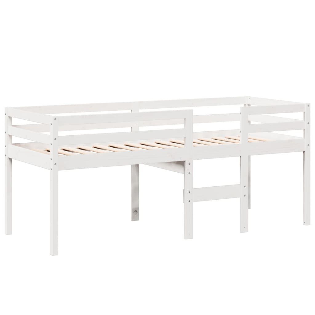 Lit haut sans matelas blanc 75x190 cm bois de pin massif