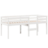 Lit haut sans matelas blanc 75x190 cm bois de pin massif