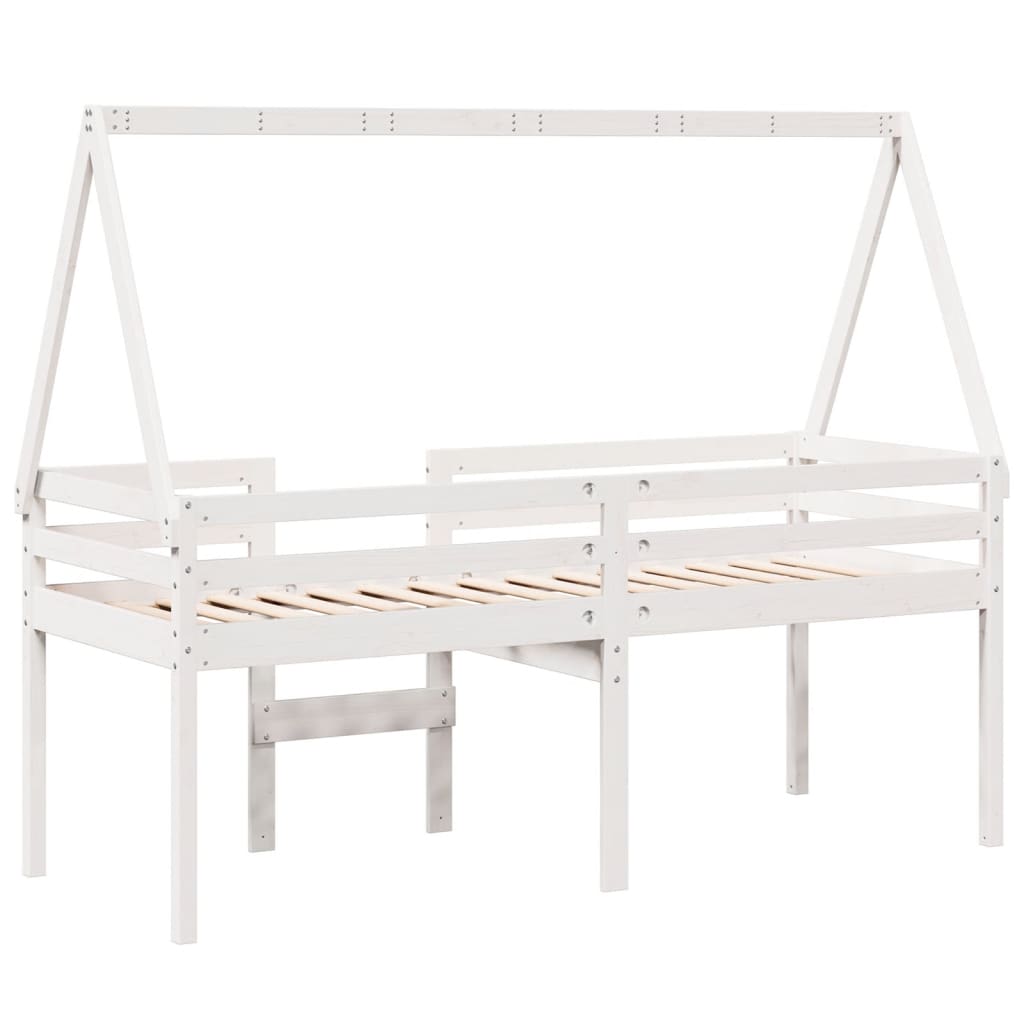 Lit haut sans matelas blanc 75x190 cm bois de pin massif