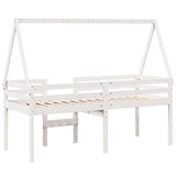 Lit haut sans matelas blanc 75x190 cm bois de pin massif