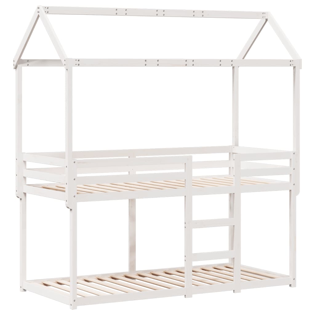 Lit superposé sans matelas blanc 90x200 cm bois de pin massif