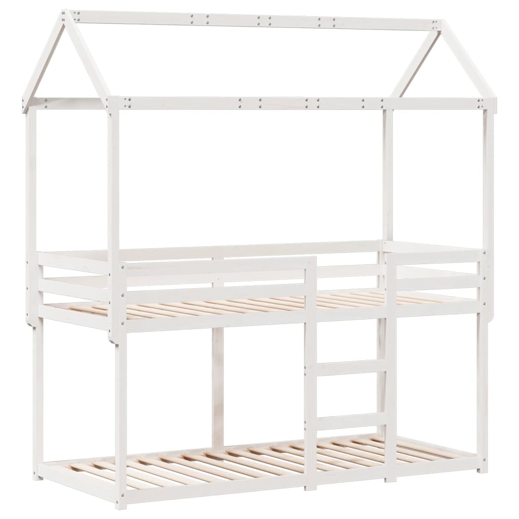 Lit superposé sans matelas blanc 90x200 cm bois de pin massif