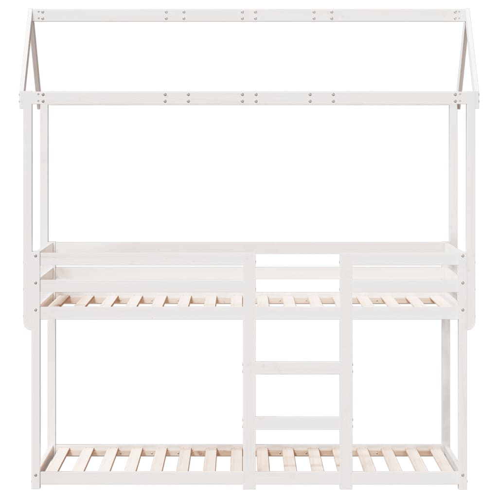 Lit superposé sans matelas blanc 90x200 cm bois de pin massif