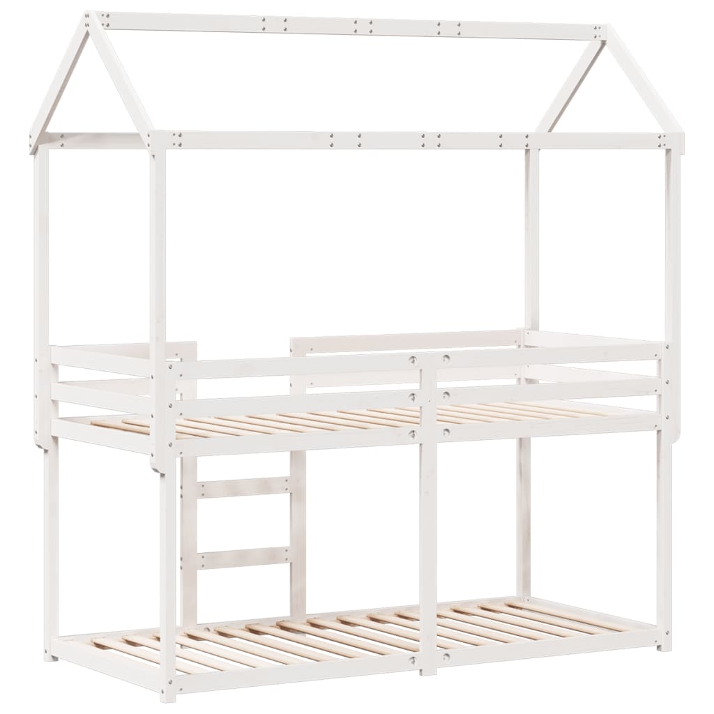 Lit superposé sans matelas blanc 90x200 cm bois de pin massif