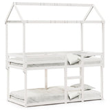 Lit superposé sans matelas blanc 80x200 cm bois de pin massif