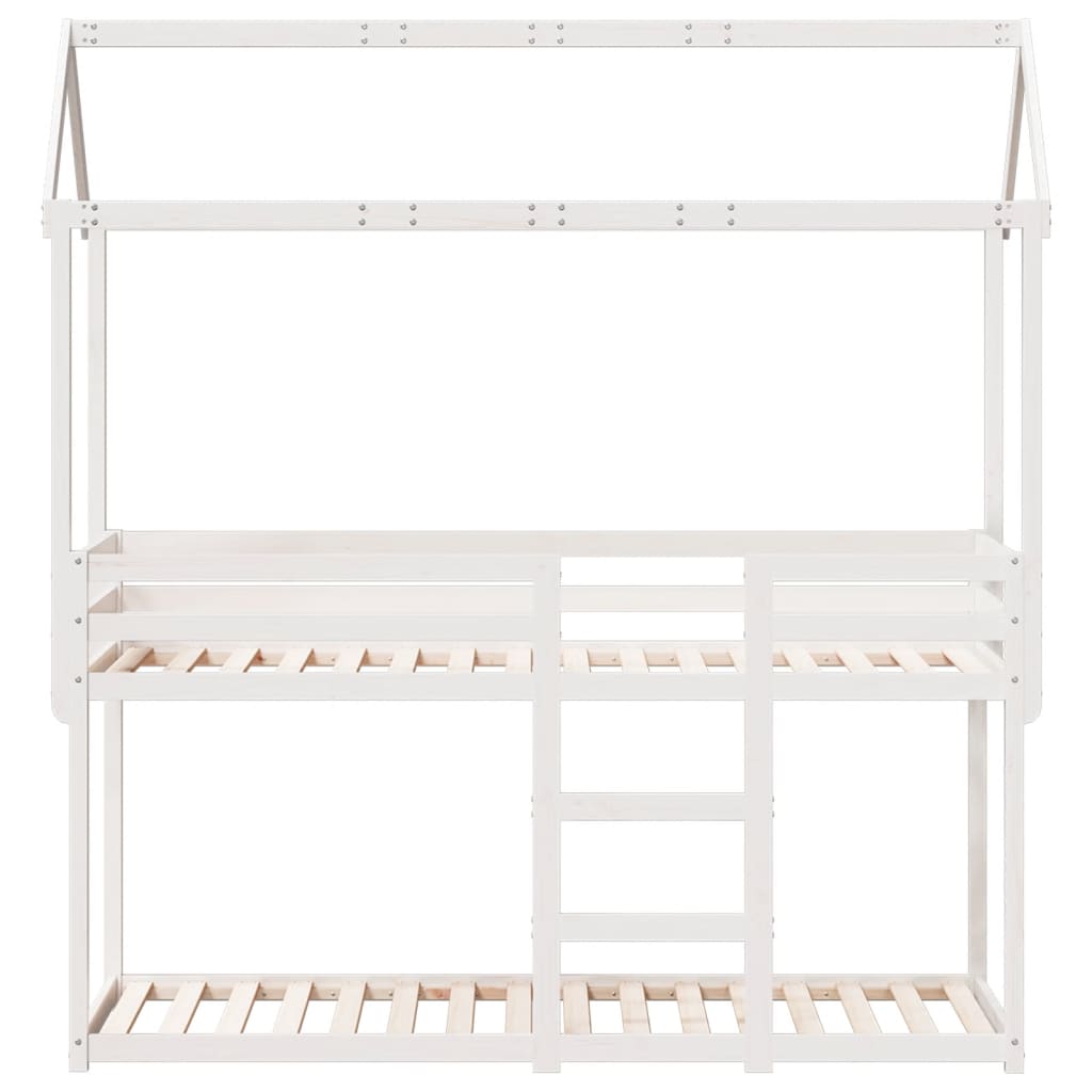 Lit superposé sans matelas blanc 80x200 cm bois de pin massif