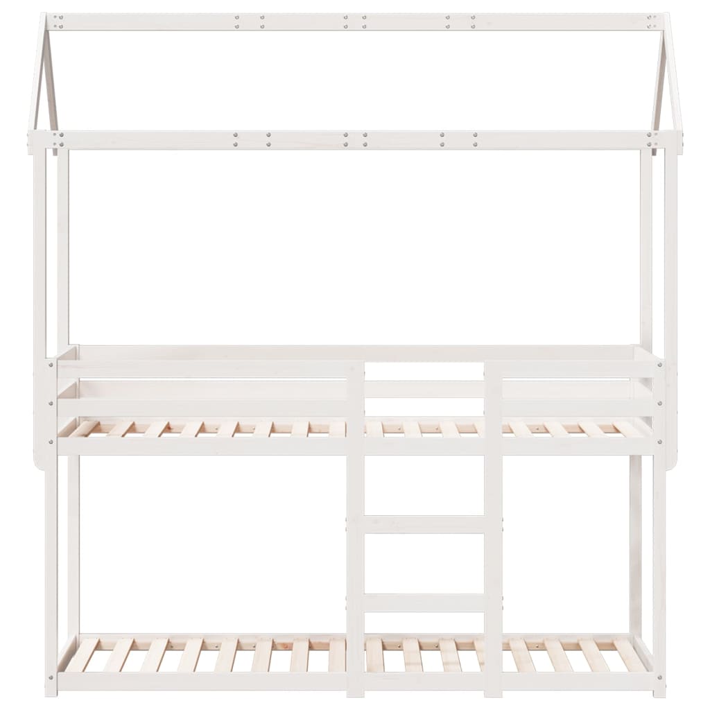 Lit superposé sans matelas blanc 90x190 cm bois de pin massif