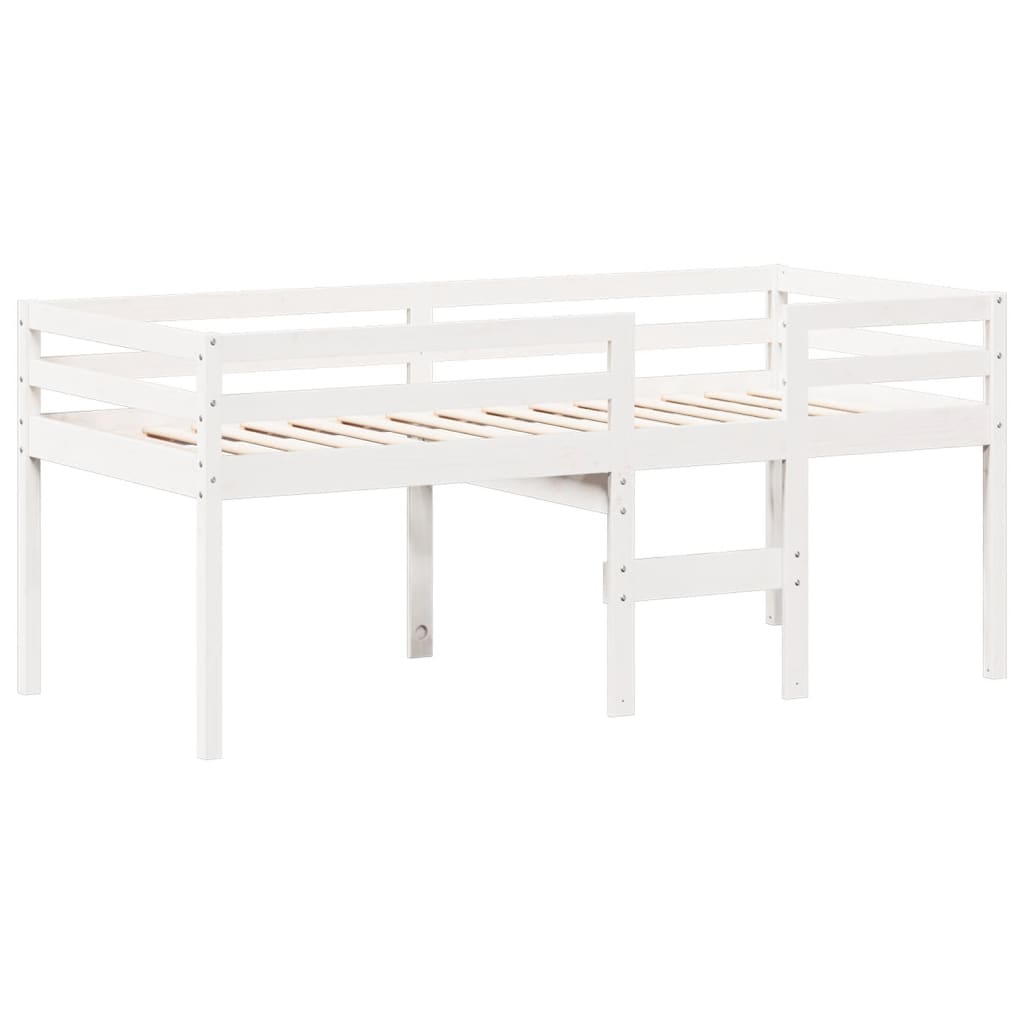 Lit haut sans matelas blanc 90x200 cm bois de pin massif