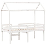 Lit haut sans matelas blanc 90x200 cm bois de pin massif