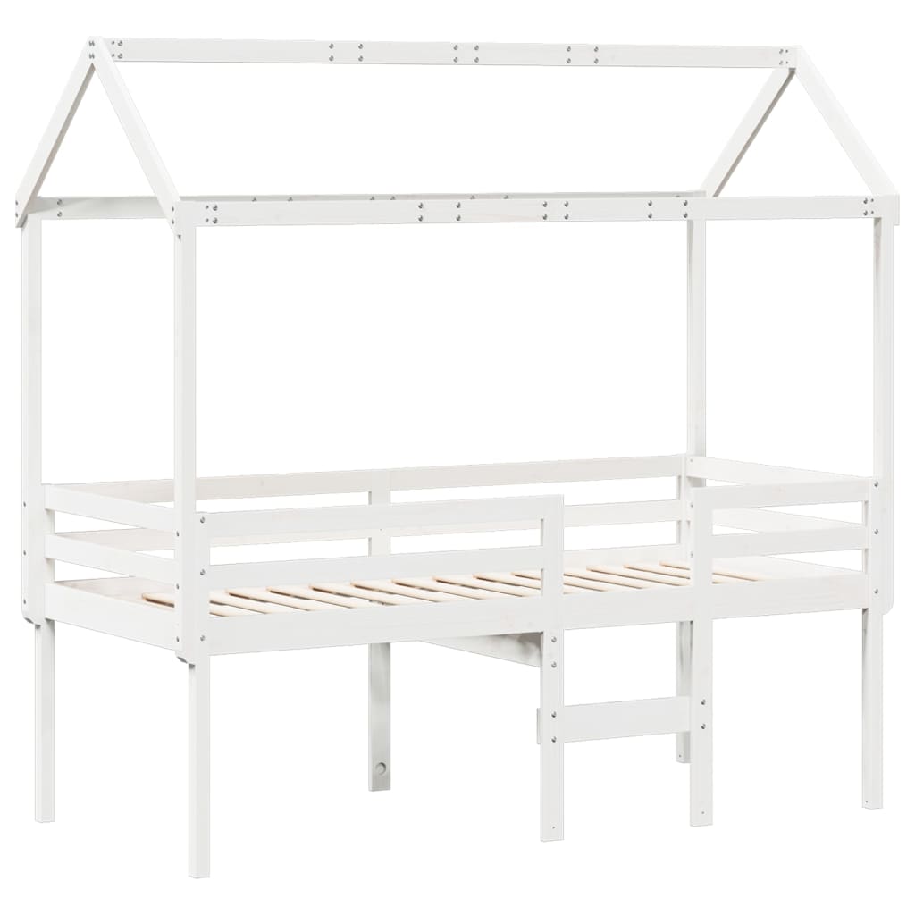 Lit haut sans matelas blanc 80x200 cm bois de pin massif