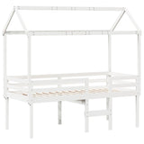 Lit haut sans matelas blanc 80x200 cm bois de pin massif