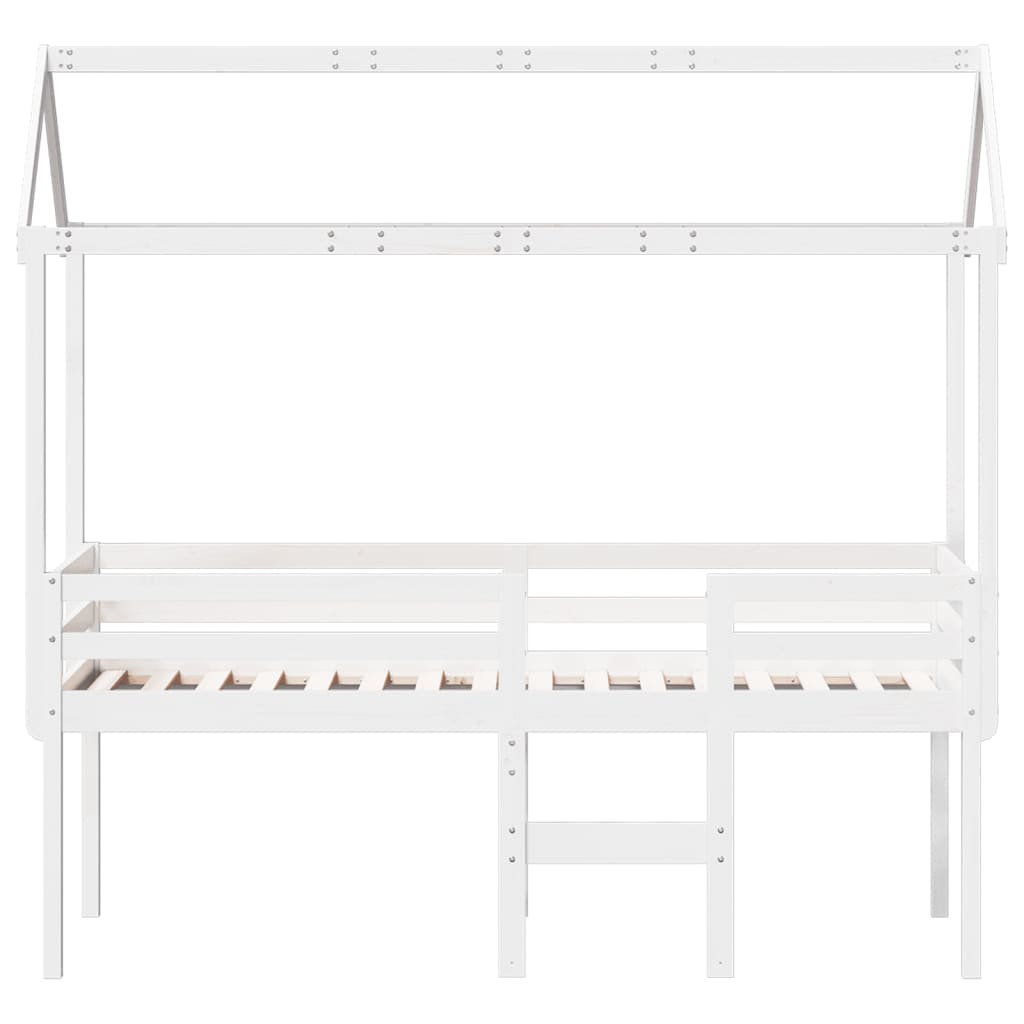 Lit haut sans matelas blanc 80x200 cm bois de pin massif