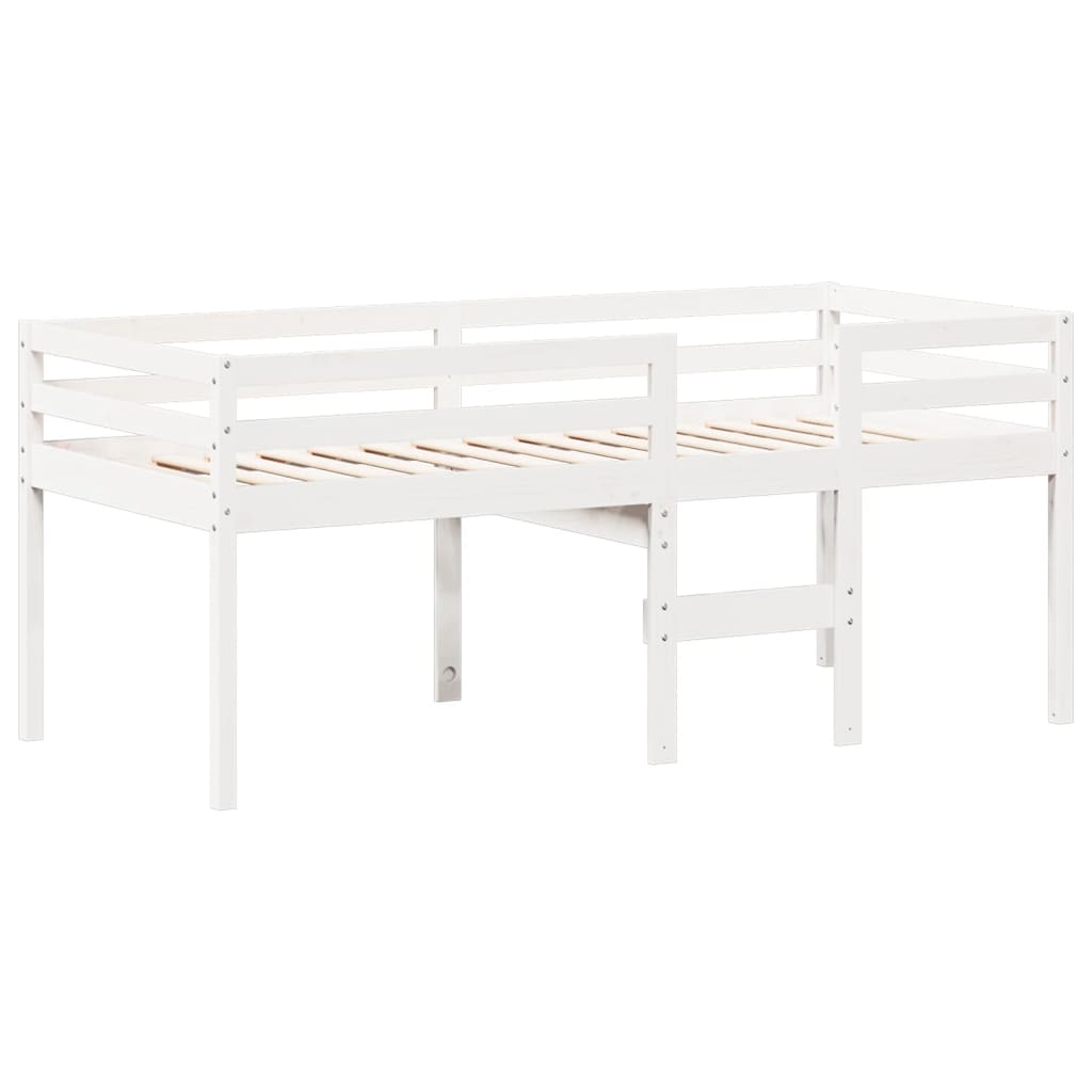 Lit haut sans matelas blanc 80x200 cm bois de pin massif