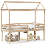 Lit haut sans matelas 90x190 cm bois de pin massif