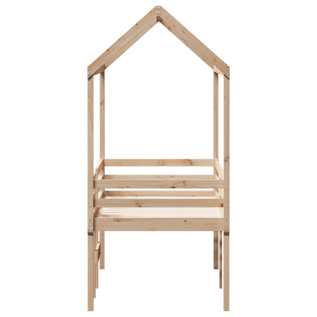 Lit haut sans matelas 90x190 cm bois de pin massif