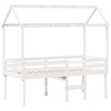 Lit haut sans matelas blanc 90x190 cm bois de pin massif