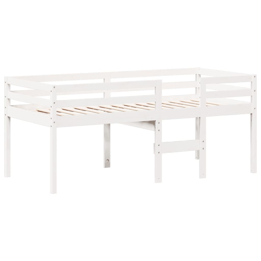 Lit haut sans matelas blanc 90x190 cm bois de pin massif