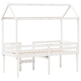 Lit haut sans matelas blanc 90x190 cm bois de pin massif