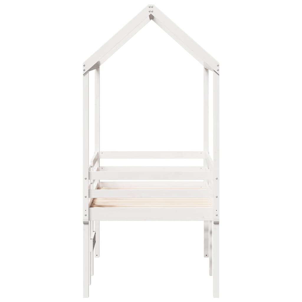 High bed without mattress white 75x190 cm solid pine wood