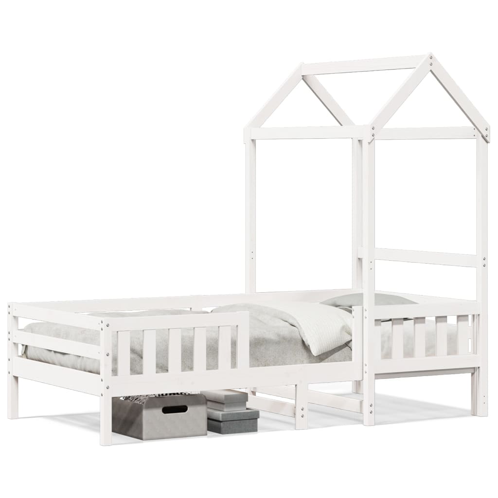 Bed frame with roof without mattress white 100x200 cm