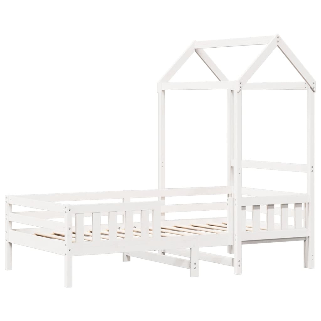 Bed frame with roof without mattress white 100x200 cm