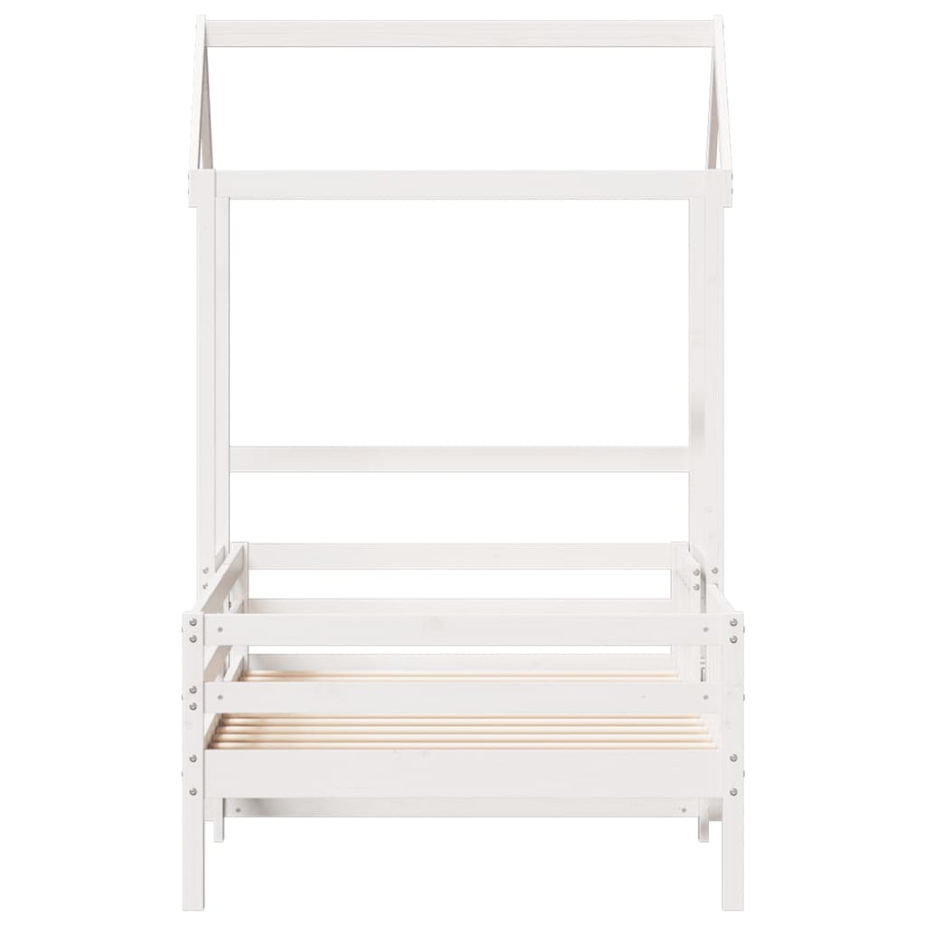 Bed frame with roof without mattress white 100x200 cm