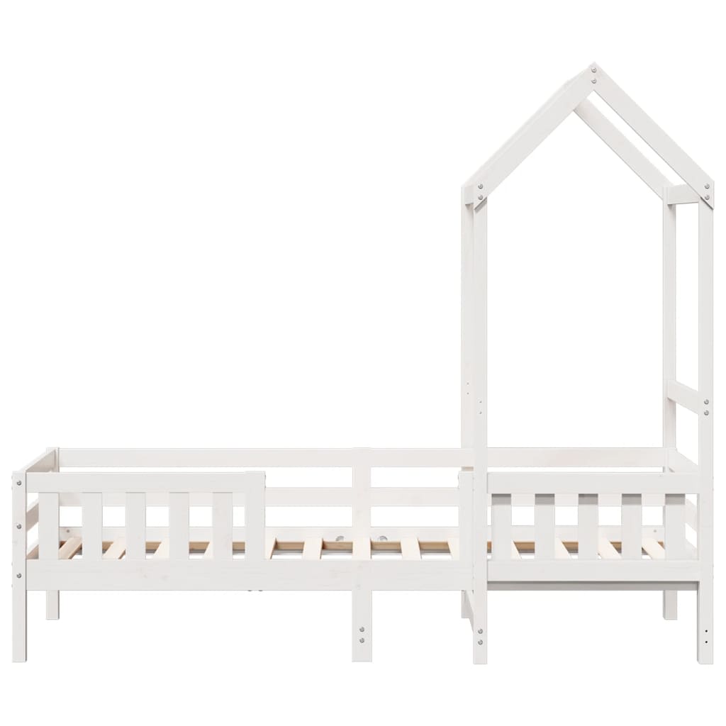 Bed frame with roof without mattress white 100x200 cm