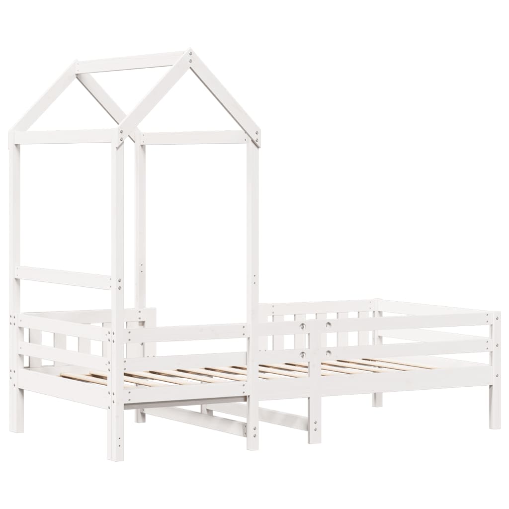 Bed frame with roof without mattress white 100x200 cm