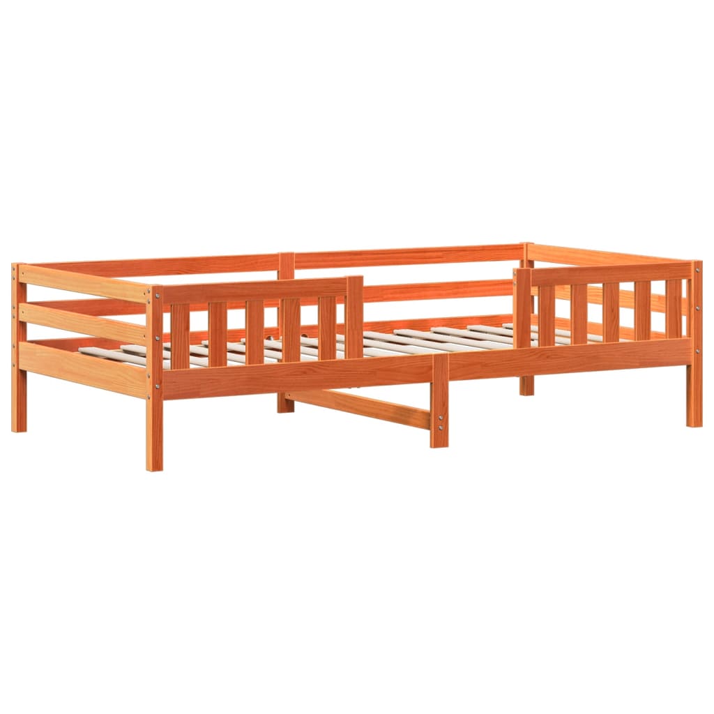 Cadre de lit avec toit sans matelas cire marron 90x200 cm