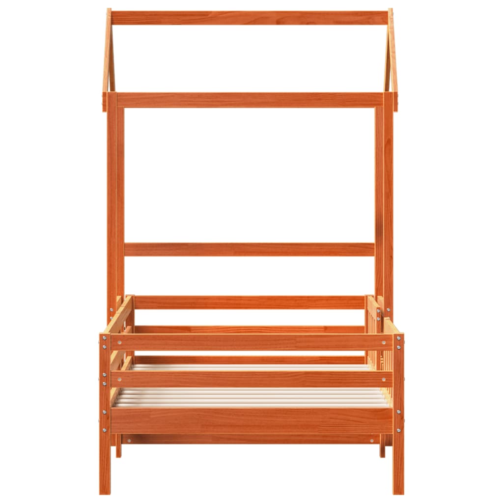 Cadre de lit avec toit sans matelas cire marron 90x190 cm