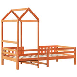 Cadre de lit avec toit sans matelas cire marron 90x190 cm