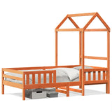 Cadre de lit avec toit sans matelas cire marron 75x190 cm