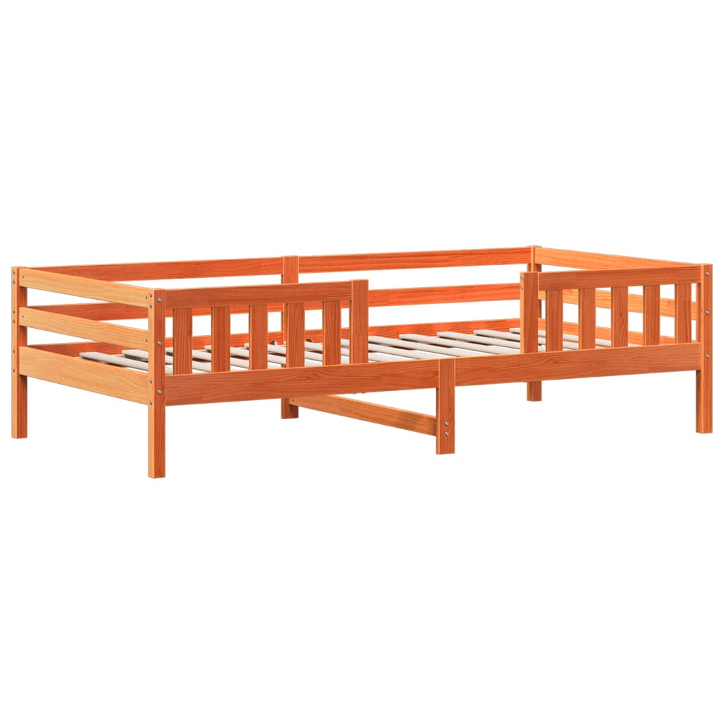 Cadre de lit avec toit sans matelas cire marron 75x190 cm