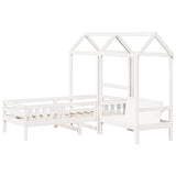 Bed and bench set with roof without mattress 90x200 cm