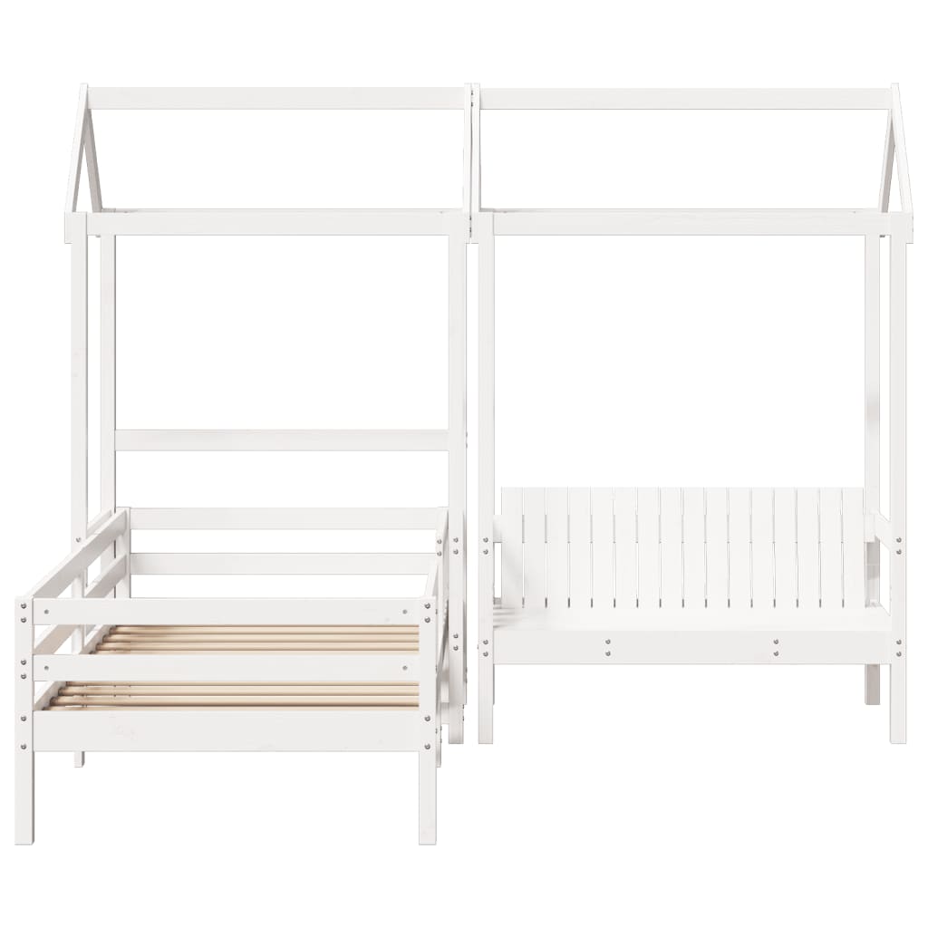 Bed and bench set with roof without mattress 90x200 cm