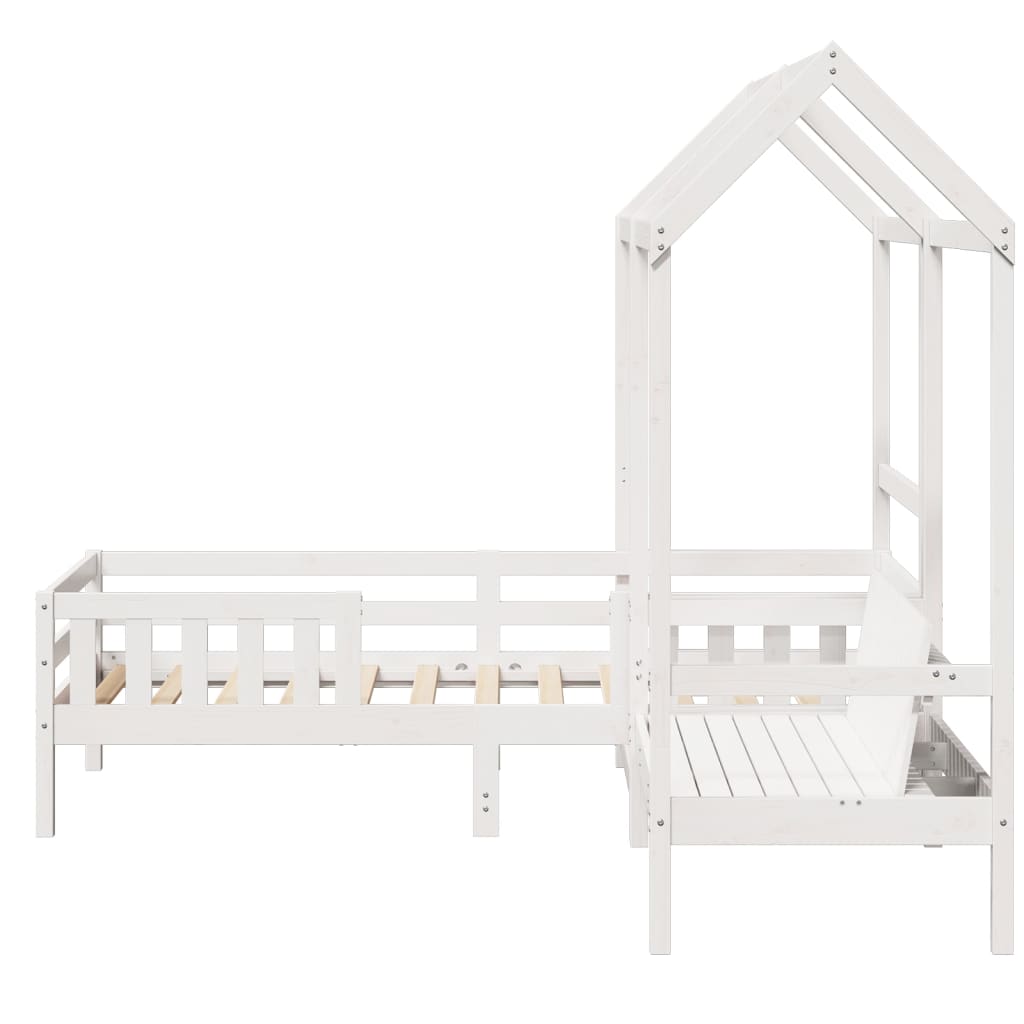 Bed and bench set with roof without mattress 90x200 cm