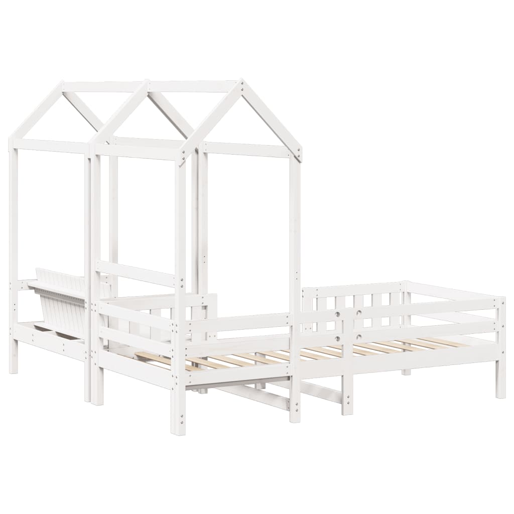 Bed and bench set with roof without mattress 90x200 cm