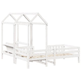 Bed and bench set with roof without mattress 90x200 cm