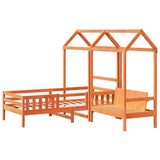 Bed and bench set with roof without mattress 90x200 cm