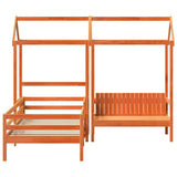 Bed and bench set with roof without mattress 90x200 cm