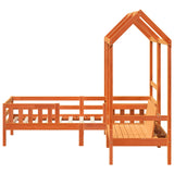 Bed and bench set with roof without mattress 90x200 cm