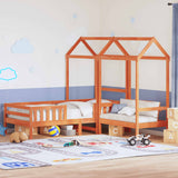 Bed and bench set with roof without mattress 90x200 cm