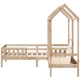 Bed and bench set with roof without mattress 90x190 cm