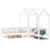 Bed and bench set with roof without mattress 90x190 cm