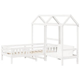 Bed and bench set with roof without mattress 90x190 cm