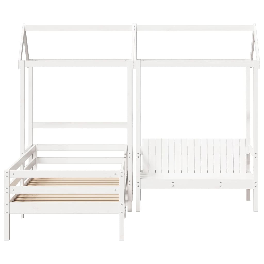 Bed and bench set with roof without mattress 90x190 cm