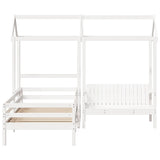 Bed and bench set with roof without mattress 90x190 cm