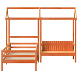 Bed and bench set with roof without mattress 75x190 cm