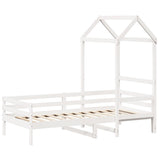 Lit de jour avec toit sans matelas blanc 90x200 cm bois massif